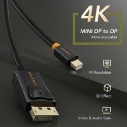 CABLETIME καλώδιο mini DisplayPort σε DisplayPort CT-02G, 4K, 1.8m, λευκό