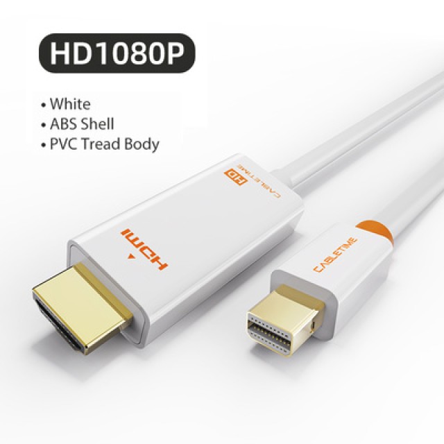 CABLETIME καλώδιο HDMI σε Mini DisplayPort CT-03G, 1080p, 1.8m, λευκό