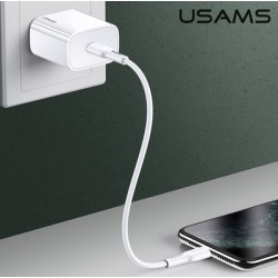 USAMS φορτιστής τοίχου US-CC118, 1x type-C, PD3.0 20W 3A, λευκός