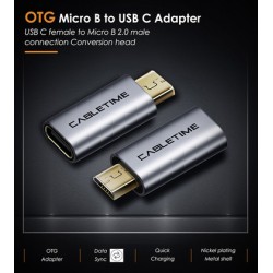 CABLETIME αντάπτορας micro USB σε USB-C CT-CFMCB, 480Mbps, γκρι