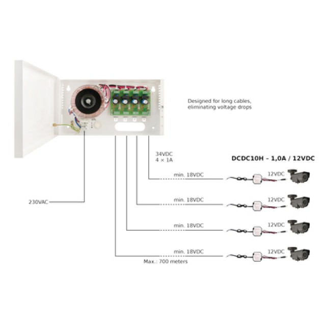 PULSAR ρυθμιστής μείωσης τάσης DCDC10H, IP67, 12 VDC/18-40 VDC