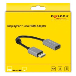 DELOCK αντάπτορας DisplayPort 1.4 σε HDMI 66436, 4K/60Hz, active, γκρι