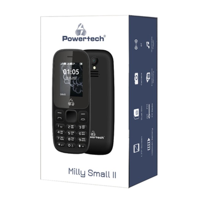 POWERTECH Κινητό Τηλέφωνο Milly Small II PTM-27, με φακό, μαύρο