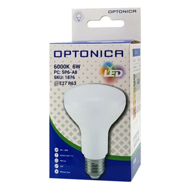 OPTONICA LED λάμπα R63 1876, 6W, 6000K, E27, 480lm