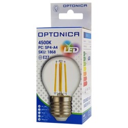 OPTONICA LED λάμπα G45 Filament 1868, 4W, 4500K, E27, 400lm