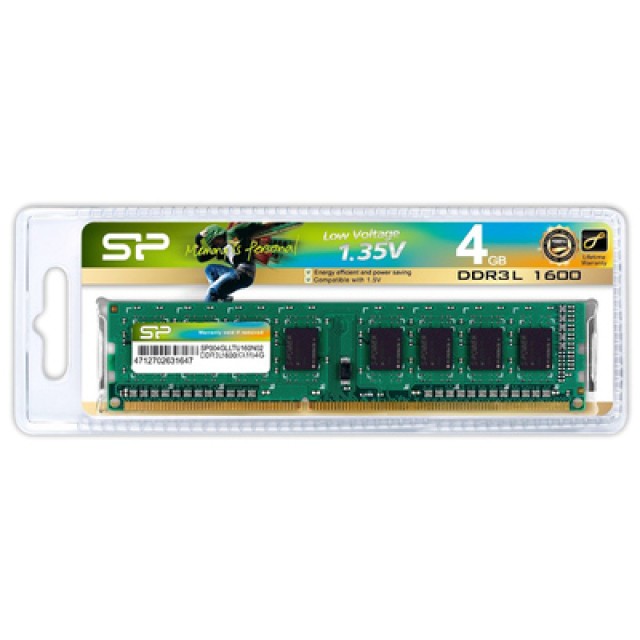 SILICON POWER μνήμη DDR3L UDIMM SP004GLLTU160N02, 4GB, 1600MHz, CL11