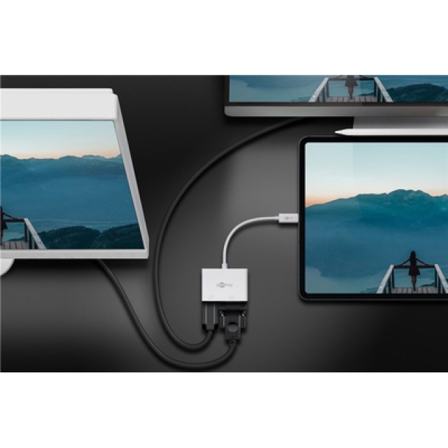 GOOBAY αντάπτορας USB-C σε HDMI & VGA 52430, 4K/60Hz, λευκός