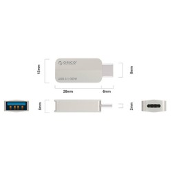 ORICO αντάπτορας USB-C σε USB 3.1 CTA2, 5Gbps, 3A, ασημί