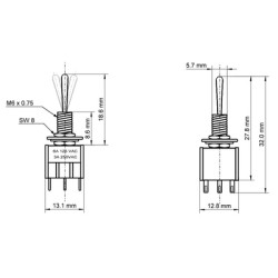 GOOBAY διακόπτης 10023, 6-pin, ON-OFF-ON, 3A 250V, 5τμχ