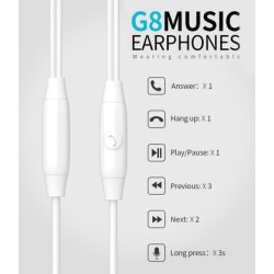 CELEBRAT earphones με μικρόφωνο G8, 3.5mm σύνδεση, Φ14.2mm, 1.2m, μαύρα