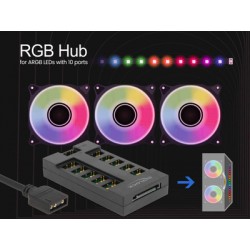 DELOCK RGB hub 64128 για ARGB LEDs, 10 θύρες, μαύρο