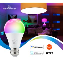 POWERTECH Smart λάμπα LED E27-013, Wi-Fi, 10W, E27, RGB 2700-6500K
