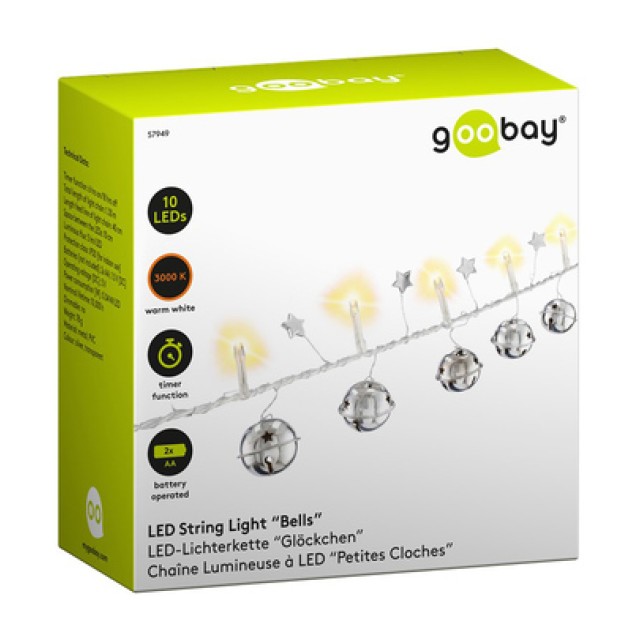 GOOBAY LED λαμπάκια με κουδούνια 57949, 3000K, 1.3m, 5lm, IP20, 10 LED