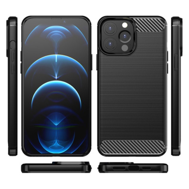 POWERTECH Θήκη Carbon MOB-1656 για iPhone 13 Pro Max, μαύρη