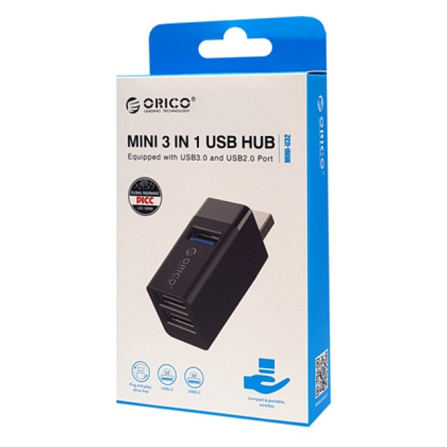 ORICO USB hub MINI-U32, 3x θυρών, 5Gbps, USB σύνδεση, μαύρο