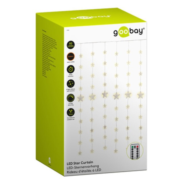 GOOBAY LED λαμπάκια κουρτίνα 57941, 3000K, 6.05m, IP44, 31V, 80 LED