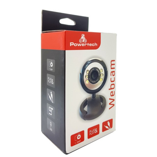 POWERTECH Web Camera PT-509 1.3MP, Plug & Play, μαύρη