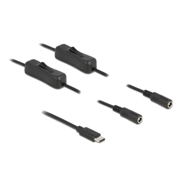 DELOCK καλώδιο USB Type-C σε 2x DC 5.5 x 2.1mm 86800, 1m, μαύρο DELOCK καλώδιο USB Type-C σε 2x DC 5.5 x 2.1mm 86800, 1m, μαύρο