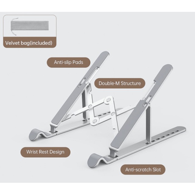 ORICO βάση για laptop & tablet PFB-A21, 11-17", μεταλλική, ασημί