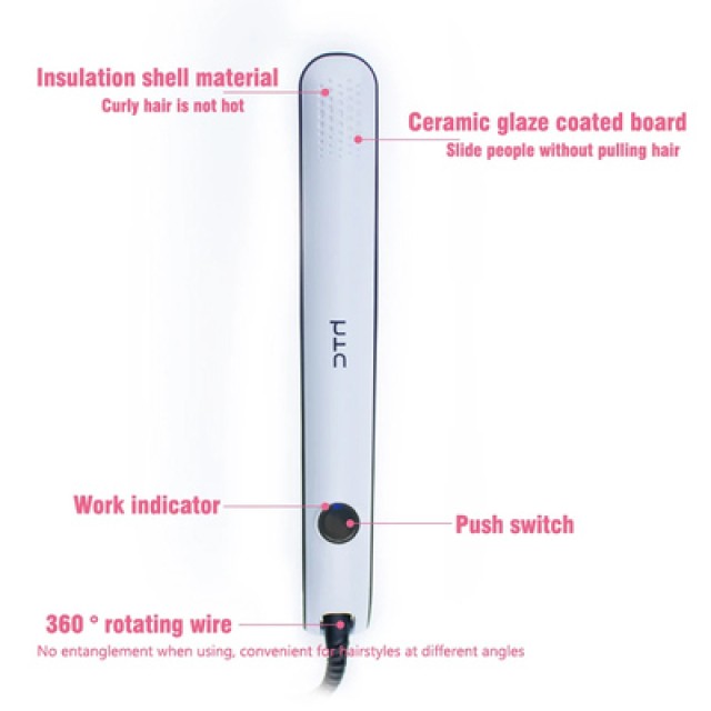 HTC ισιωτική μαλλιών JK-6016, 200°, 35W, λευκή-μαύρη