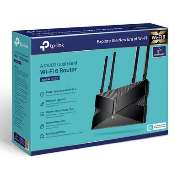 TP-LINK Router Archer AX23, WiFi 6, 1800Mbps AX1800, Dual Band, Ver. 1.0