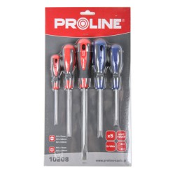 PROLINE σετ κατσαβίδια 10208, 3x ίσια & 2x σταυρωτά, μαγνητικά, 5τμχ