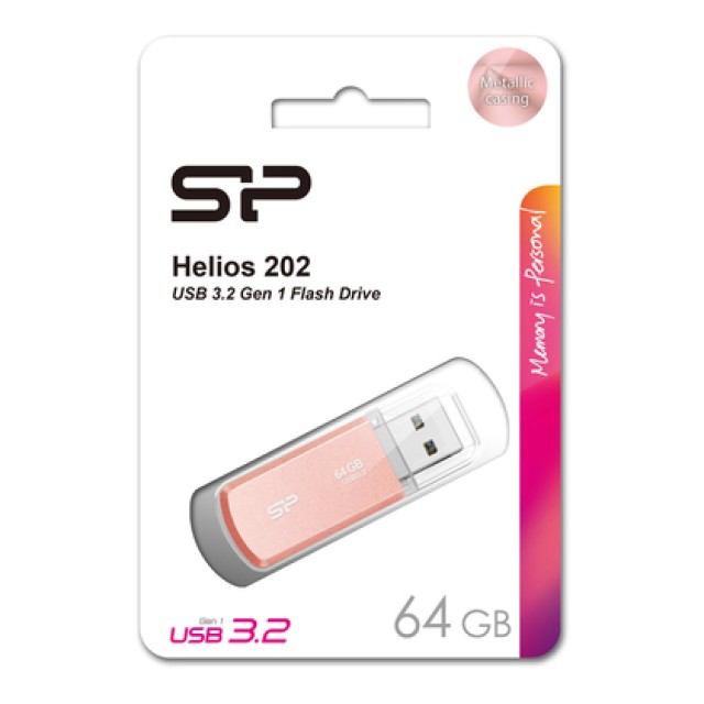 SILICON POWER USB Flash Drive Helios 202, 64GB, USB 3.2, ροζ χρυσό