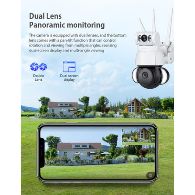 SECTEC smart κάμερα ST-428-4M-DL με προβολείς, dual lens, 4MP, Onvif PTZ