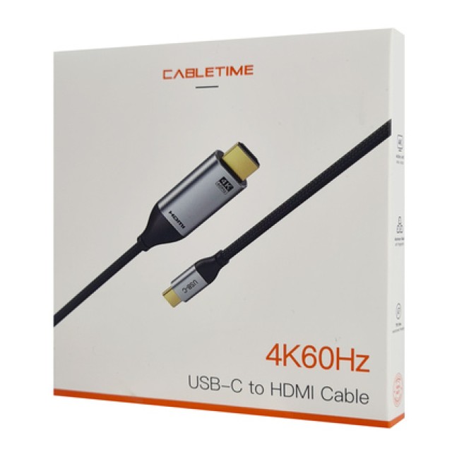 CABLETIME καλώδιο USB-C σε HDMI CT-CMHD2, 4K/60Hz, 1.8m, μαύρο