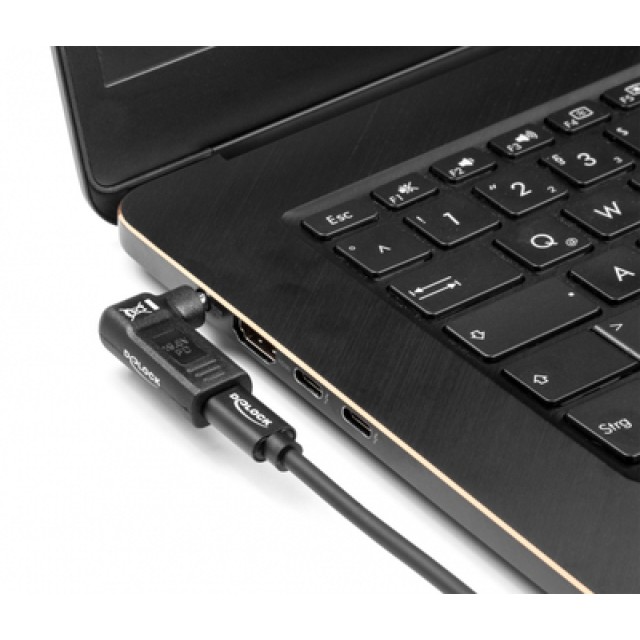 DELOCK αντάπτορας τροφοδοσίας 60004, USB-C σε HP 4.5x3mm, 90°, μαύρος