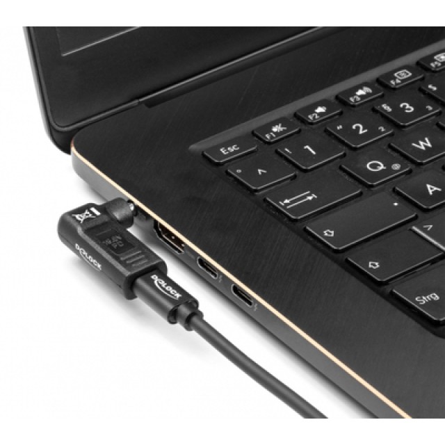 DELOCK αντάπτορας τροφοδοσίας 60011, USB-C σε 5.5x2.5mm, 90°, μαύρος