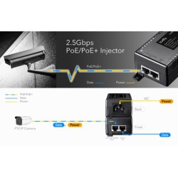 CUDY 2.5Gbps PoE+/PoE injector POE500, 30W