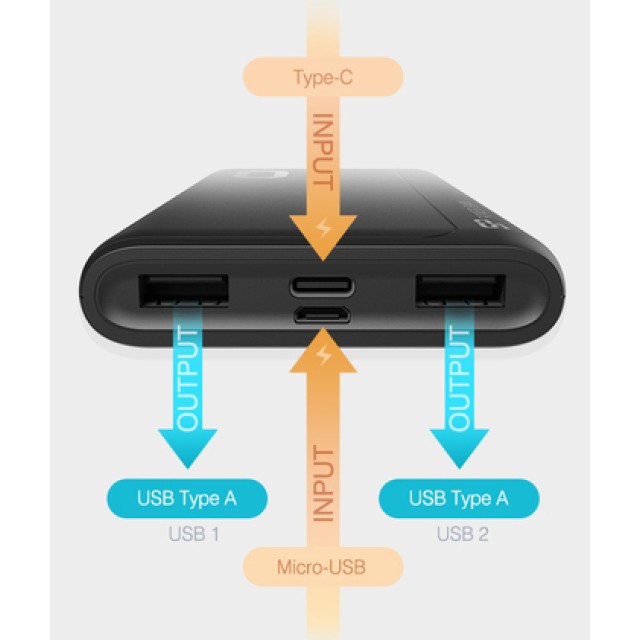 SILICON POWER power bank GP15, 10000mAh, 2x USB output, 2.1A, μαύρο