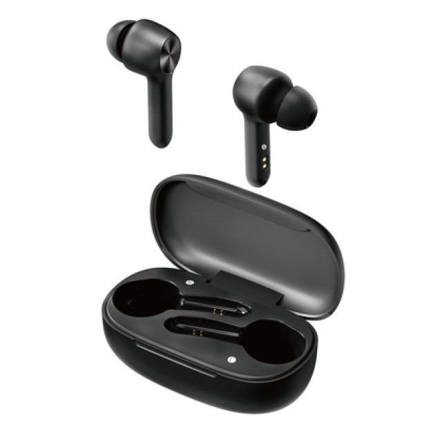 POWERTECH earphones με θήκη φόρτισης Shell, True Wireless, μαύρα