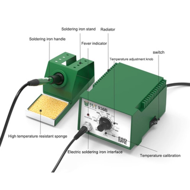 BEST σταθμός κόλλησης BST-936B με κολλητήρι, 45W, 480°C