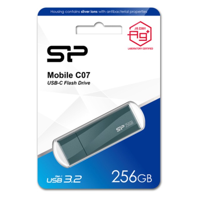 SILICON POWER USB-C Flash Drive Mobile C07, 256GB, USB 3.2, μπλε