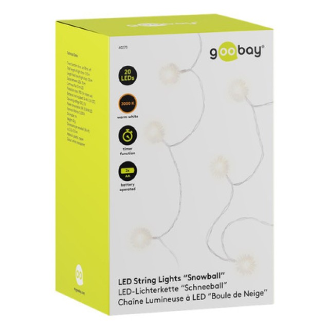 GOOBAY LED λαμπάκια Snowball 60273, 3000K, 5lm, 20 LED, 3.15m