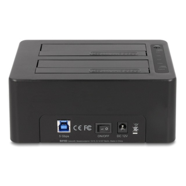 DELOCK docking station 64183 clone function, 2x HDD, CF/SD, 5Gbps, μαύρο