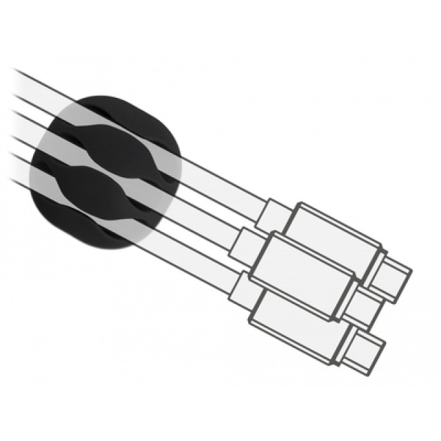 DELOCK οργανωτής καλωδίων 18346, 3 θέσεις, Φ5mm, μαύρο-άσπρο, 6τμχ