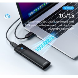 ORICO θήκη για Μ.2 NVMe SSD PWM2-G2-BK-EP, 10Gbps, έως 4TB, μαύρη