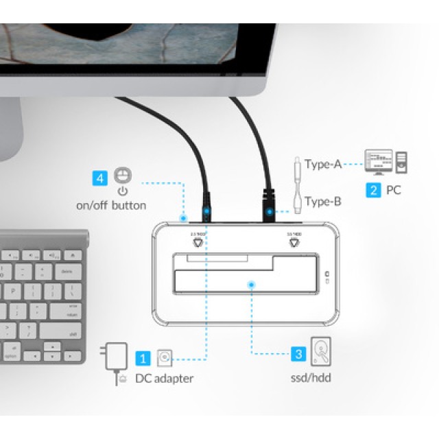 ORICO docking station 6619US3-V1, 2.5/3.5" HDD/SSD, 5Gbps, UASP, μαύρο