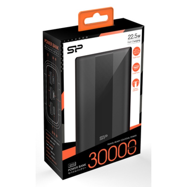 SILICON POWER power bank QX55, 30000mAh, 3x USB & USB-C, 22.5W, LCD SILICON POWER power bank QX55, 30000mAh, 3x USB & USB-C, 22.5W, LCD