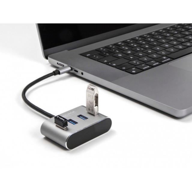 DELOCK USB hub 63223, 4x θυρών, 5Gbps, USB-C σύνδεση, γκρι