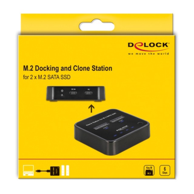 DELOCK docking station 64178, clone function, 2x M.2 SATA, 6Gbps, μαύρο