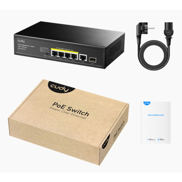 CUDY PoE+ switch GS1005PTS1, 5-port PoE+, 1x SFP, 120W, V1.0