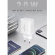 POWERTECH φορτιστής τοίχου PT-1040, USB & USB-C, PD QC3.0, 20W, λευκός POWERTECH φορτιστής τοίχου PT-1040, USB & USB-C, PD QC3.0, 20W, λευκός