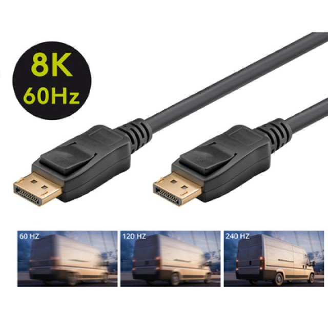 GOOBAY καλώδιο DisplayPort 61698, 8K/60Hz, 32.4 Gbps, 3m, μαύρο