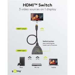 GOOBAY HDMI switch 58487, 3-in σε 1-out, 4K/30Hz, μαύρο