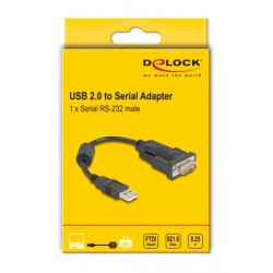 DELOCK καλώδιο USB σε RS-232 61549, 921.6Kbps, 0.25m, μαύρο