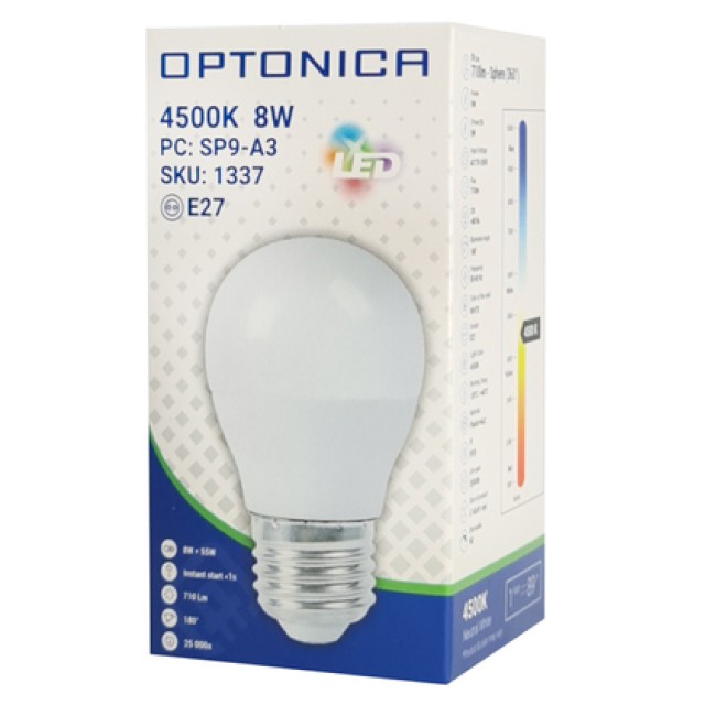 OPTONICA LED λάμπα G45 1337, 8W, 4500K, E27, 710lm